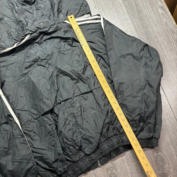 Vintage Adidas Windbreaker Jacket Mens Small Black White Stripe Full Zip Hooded - Picture 6 of 8
